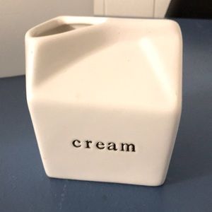 “Cream” modern milk carton ceramic creamer